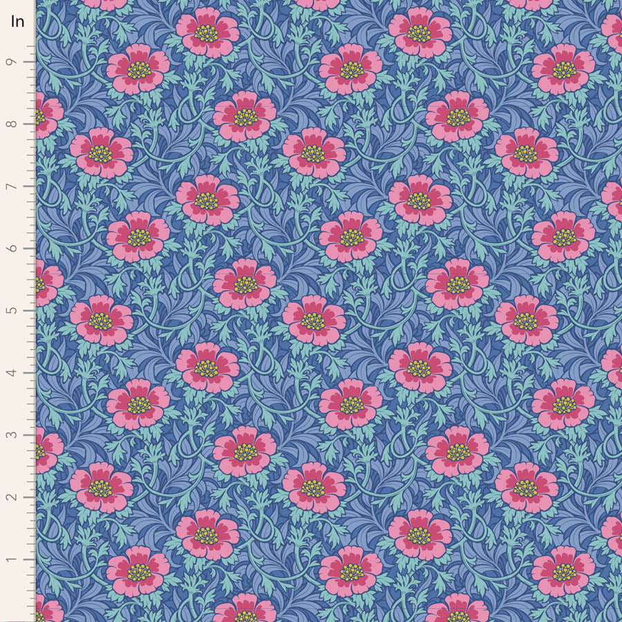 Tilda, Hibernation - Winterrose Blue 100522 puuvillakangas