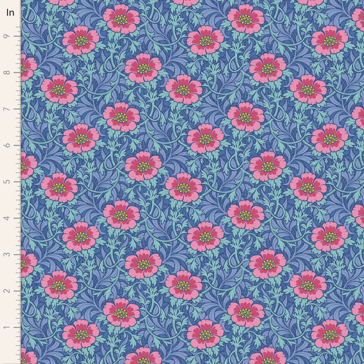 Tilda, Hibernation - Winterrose Blue 100522 puuvillakangas