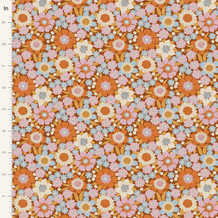 Tilda - Wallflower Fat Quarter bundle of Caramel/Thristle cotton fabrics