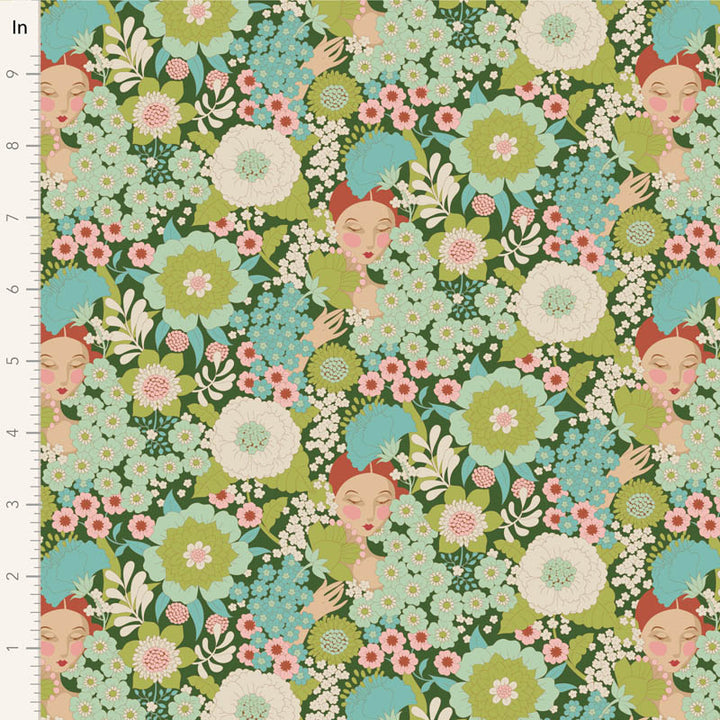 Tilda - Wallflower Fat Quarter Bundle Green Cotton Fabrics