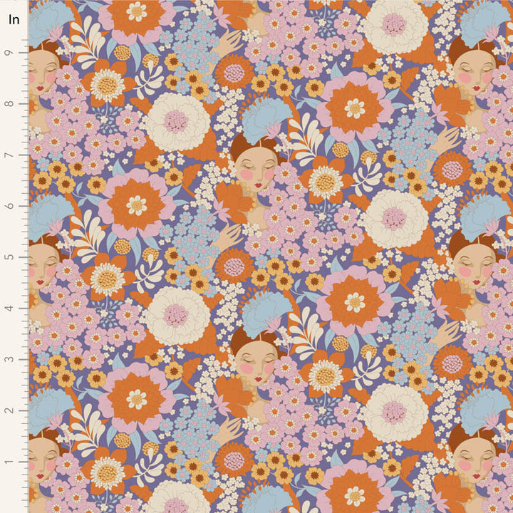 Tilda - Wallflower Fat Quarter bundle of Caramel/Thristle cotton fabrics