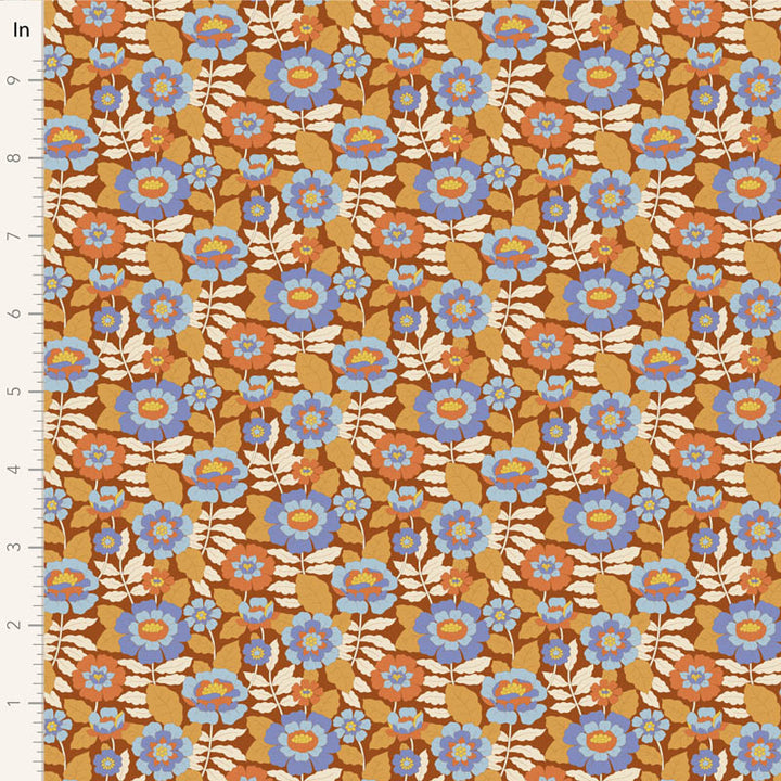 Tilda - Wallflower Fat Quarter bundle of Caramel/Thristle cotton fabrics