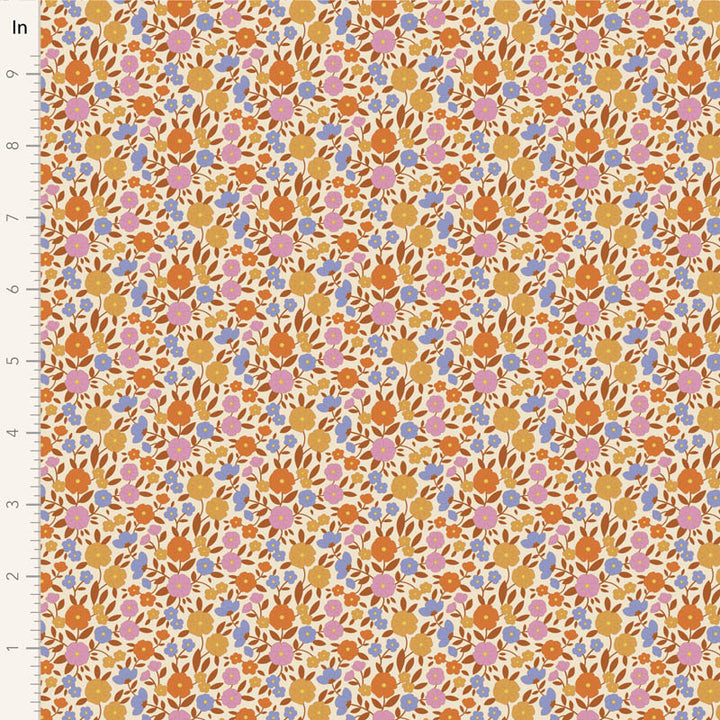 Tilda - Wallflower Fat Quarter bundle of Caramel/Thristle cotton fabrics