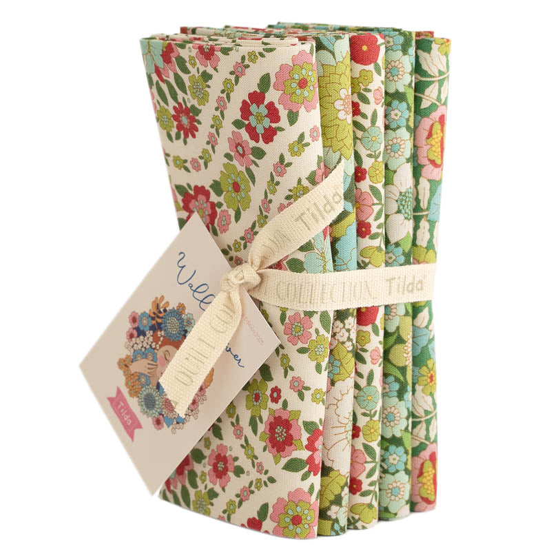 Tildan Wallflower kokoelman Fat Quarter nippu Green puuvillakankaita