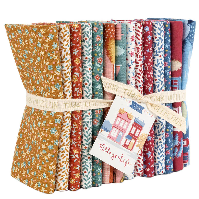 Tilda – Village Life Fat Quarter-bunt Blenders and Extras, 14 bomullstyger