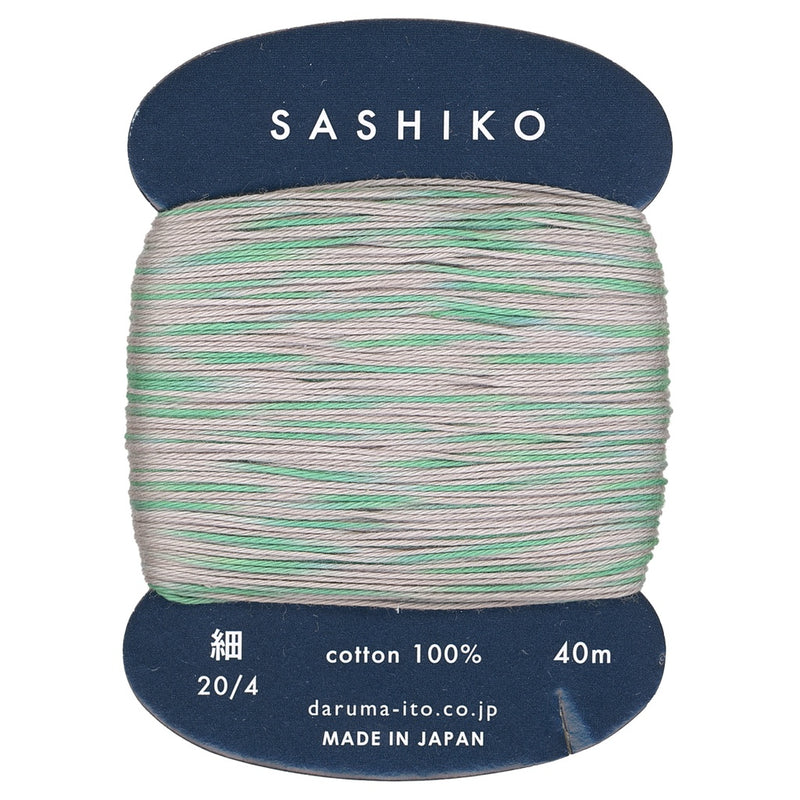 DARUMA Sashiko -kirjontalanka #301 harmaa vihreä monivärinen puuvillalanka 40 m