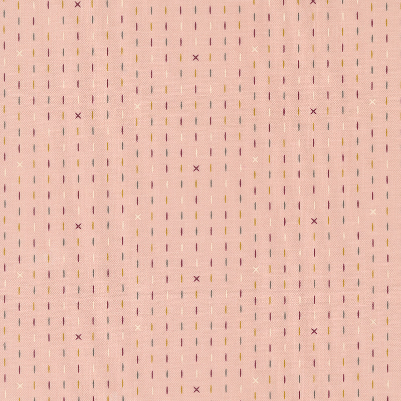 Sweetfire Road - Evermore 43156-12 Hand Stitched Stripes Strawberry Cream puuvillakangas