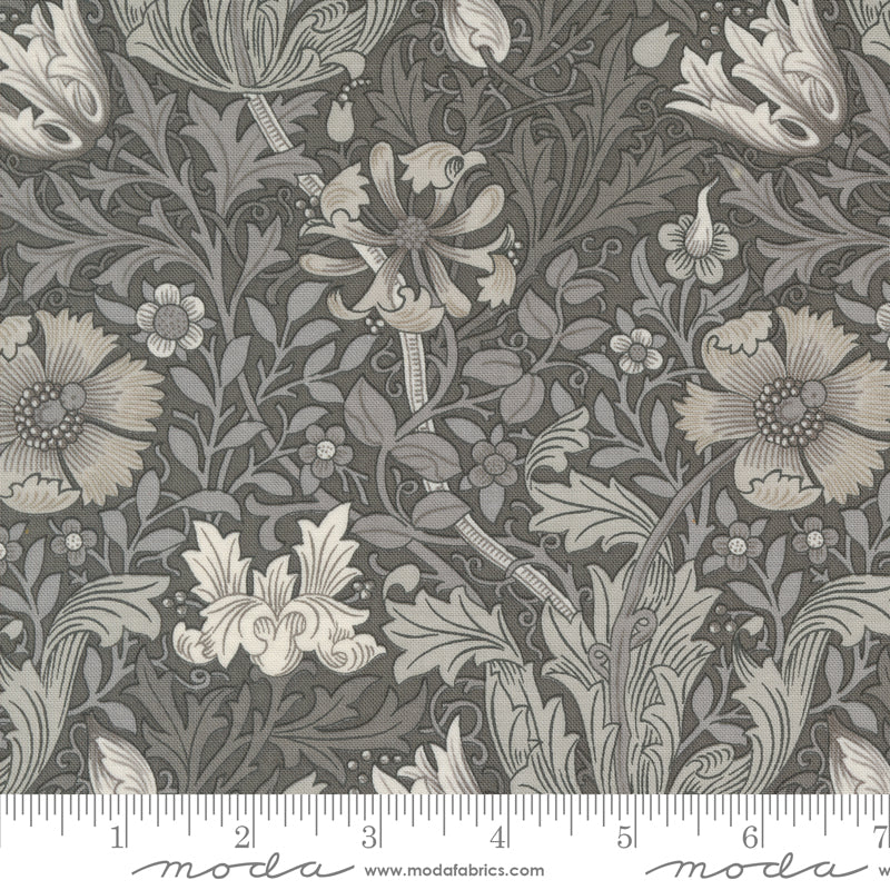 Barbara Brackman, Ebony Suite 8383-14 Compton Florals Charcoal puuvillakangas