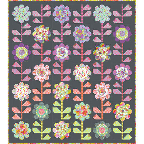 Tula Rosa otämjt blommande bukett Mörk patchworkmönster GRATIS