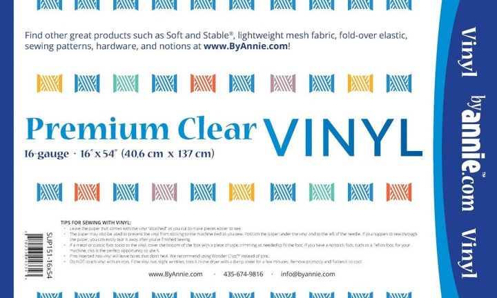 Läpinäkyvä vinyyli 41 x 137cm, joustava ja kestävä materiaali ompeluprojekteihin, taskuihin ja vuorauksiin.