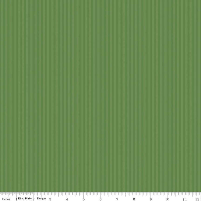 Riley Blake Designs 1/8" Tonal Stripes Clover raidallinen puuvillakangas, 3 mm leveä vihreä raitakuvio, täydellinen tilkkutöihin ja käsitöihin.