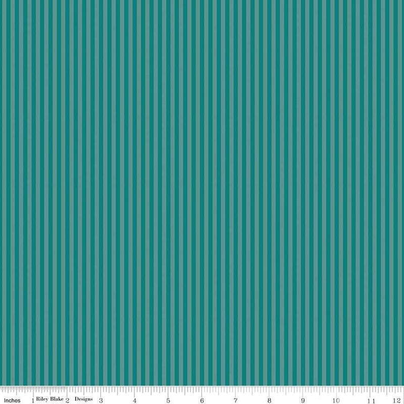 Riley Blake Designs 1/8" Tonal Stripes Teal raidallinen puuvillakangas, 6 mm leveä turkoosi raitakuvio, täydellinen tilkkutöihin ja käsitöihin.