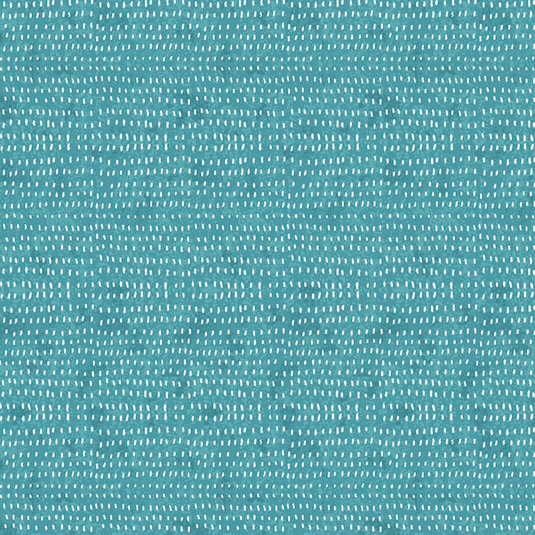 Cori Dantinin suunnittelema Seeds kokoelman Azure turkoosi puuvillakangas, jossa valkoinen siemenkuvio.