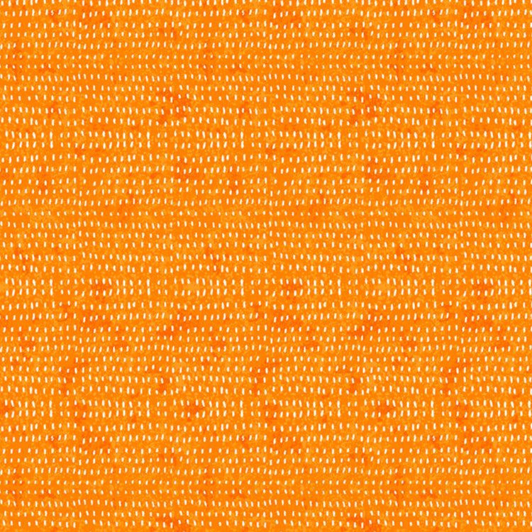 Cori Dantinin suunnittelema Seeds kokoelman Orange oranssi puuvillakangas, jossa valkoinen siemenkuvio.