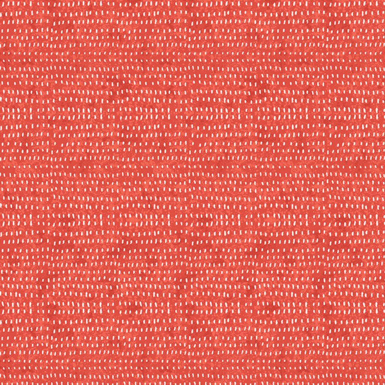 Cori Dantinin suunnittelema Seeds kokoelman Watermelon punaoranssi puuvillakangas, jossa valkoinen siemenkuvio.