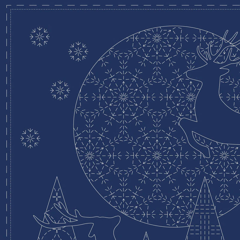 Christmas Sashiko panel, navy blue DV4081