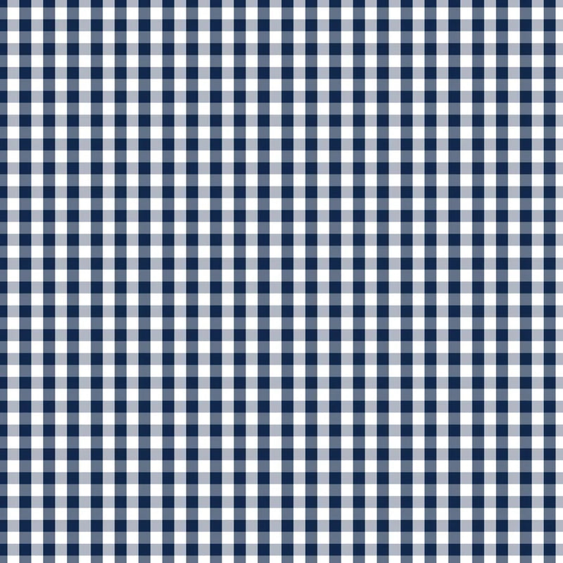Devonstone Fundamentals Check Gambier Blue -puuvillakangas, tummansininen ja valkoinen gingham-ruutukuosi