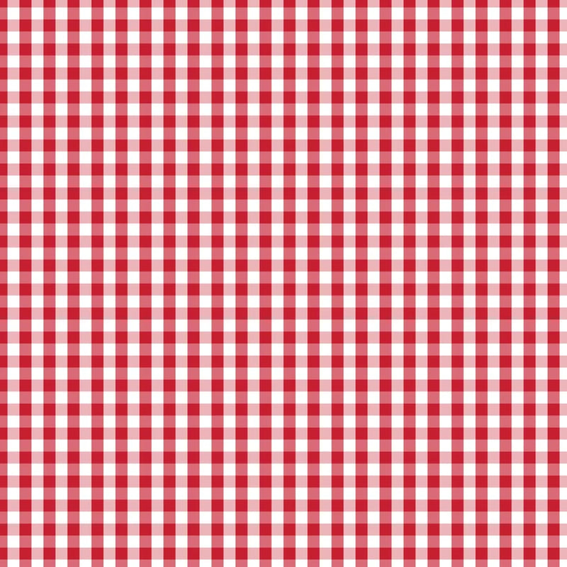 Devonstone Fundamentals Check Red Delicious -puuvillakangas, punainen ja valkoinen gingham-ruutukuosi