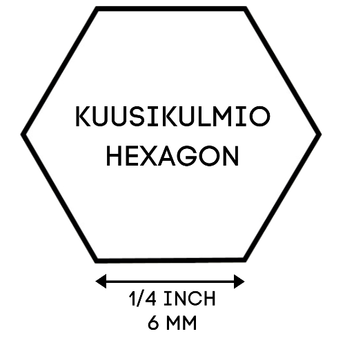 Hexagon 1/4 tuumaa, kuusikulmio-malline paperia 100 kpl