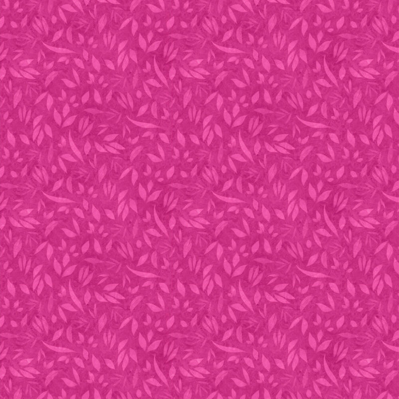 Vaaleanpunainen lehtikuvioinen puuvillakangas Lumin Fabrics Fundamentals Foliage Magenta W110-002-180, suunnittelija Joy Hall.