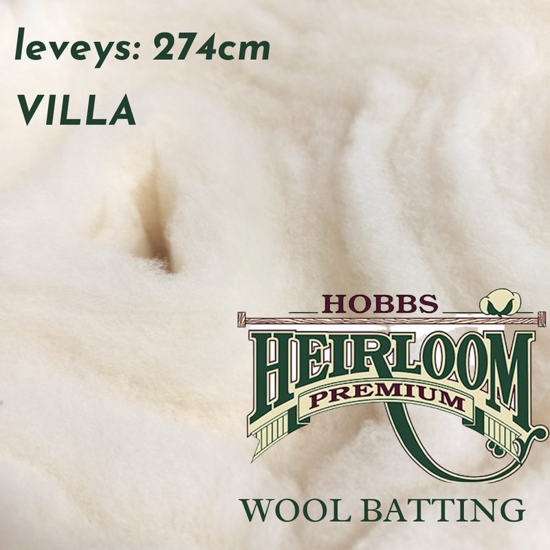 Hobbs Heirloom® Premium Wool -villavanu, hengittävä ja lämpöinen tikkausvanua tilkkutöihin ja käsitöihin.