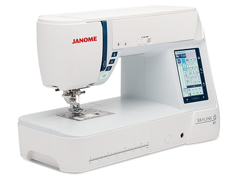 Janome Skyline S7 ompelukone – suuri ompelutila, LCD-näyttö ja monipuoliset ominaisuudet tilkkuiluun ja vaativaan ompeluun.