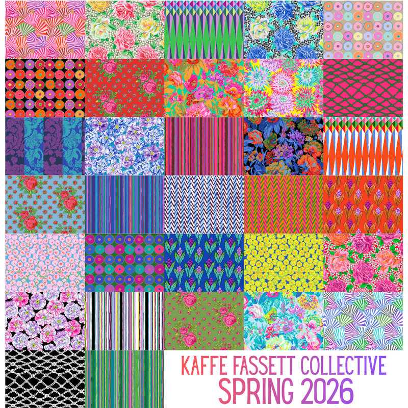 Kaffe Fassett Collective Spring 2026 Fat Quarter kangasnippu 32 kpl värikkäitä tilkkutyökankaita
