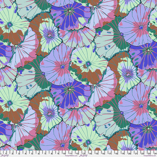 Kaffe Fassett Collective - Lotus Leaf Blue PWPJ029.BLUE puuvillakangas, Classics/Stash -kokoelma, tilkkutyö- ja käsityökangas.