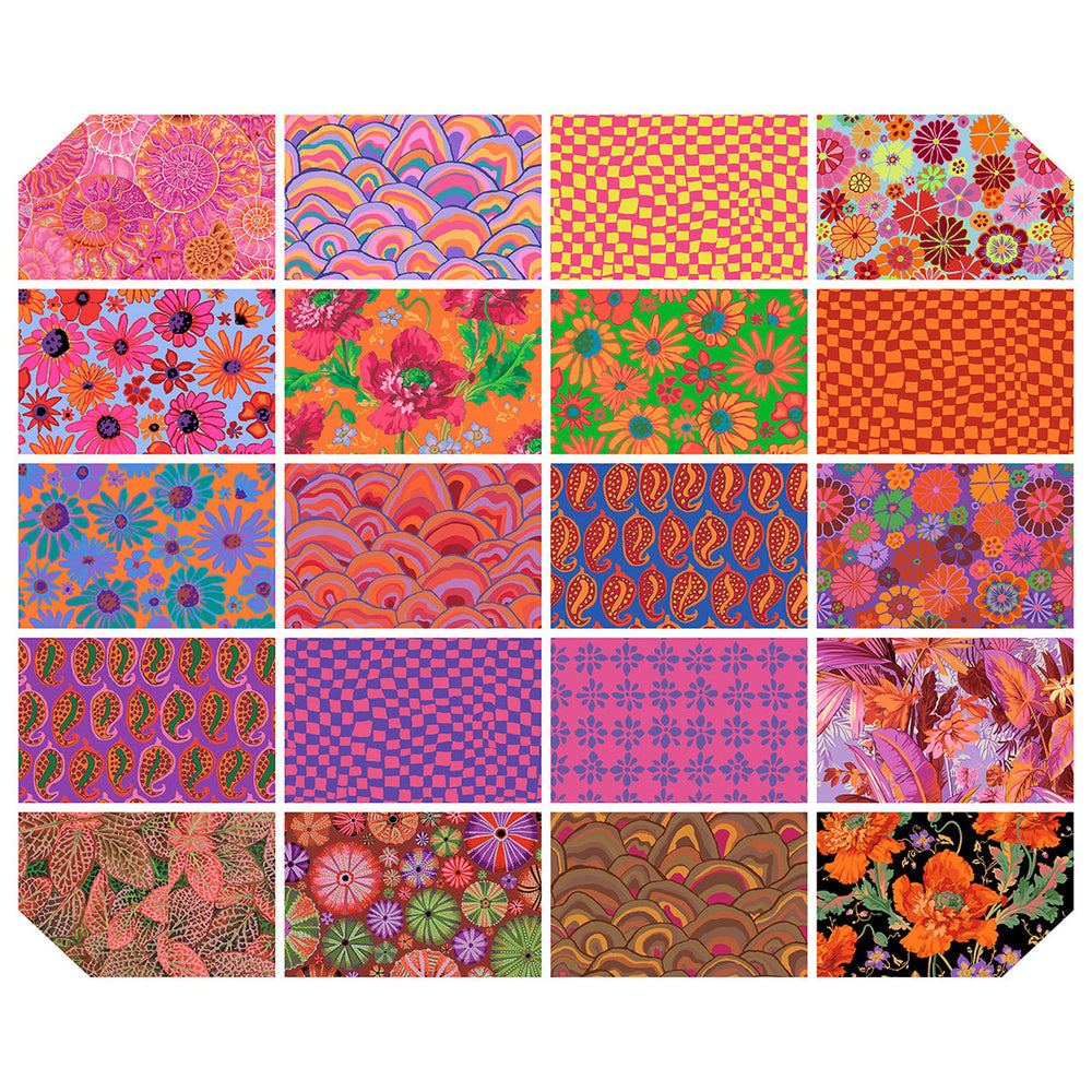 Kaffe Fassett Collective August 2024 Hot Layer Cake puuvillakangas nippu