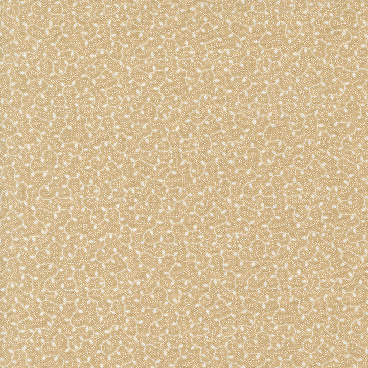 Kansas Troubles Quilters - Blackbird's Nest Bird Nesting Tan Tonal puuvillakangas, jossa valkoisia geometrisiakuvioita beigen pohjalla.