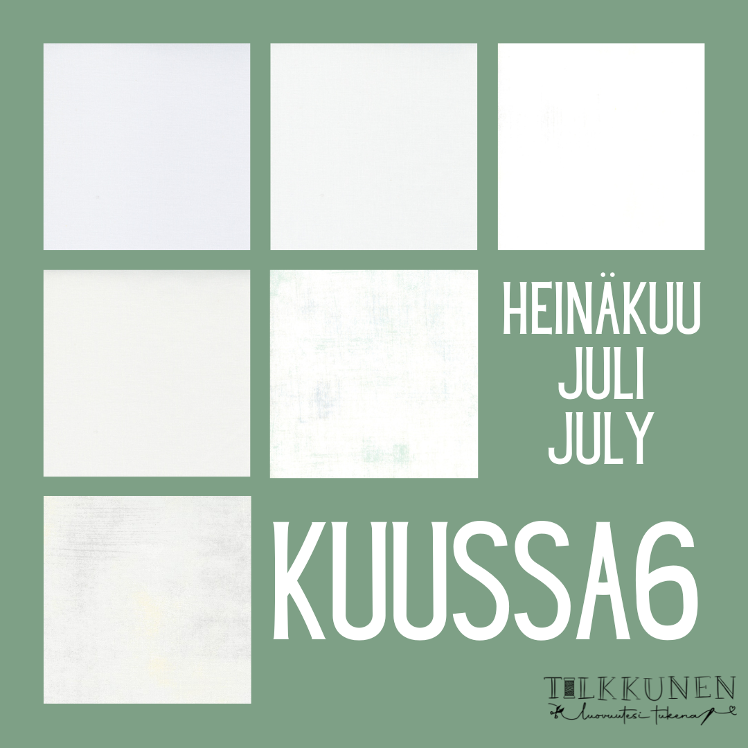 Kuussa6-nippu: 6 valkoista kangaspalaa