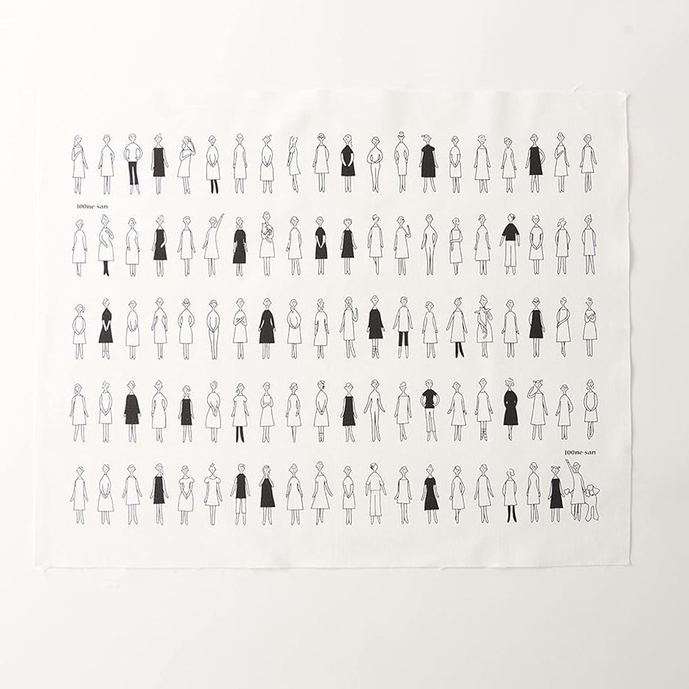 Lecien Cosmo 100 Ne-San kangaspaneeli – 100 viivapiirroshahmoa, joita voi koristella kirjomalla, aplikoimalla tai maalaamalla.