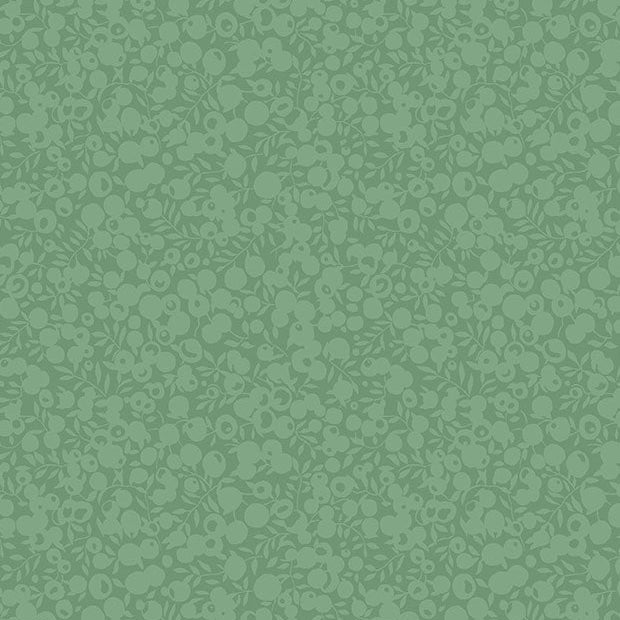 Liberty Wiltshire Shadow Leaf puuvillakangas, vihreän sävyinen marja- ja lehtikuosi.