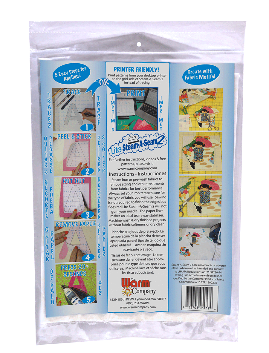 Kaksipuoleinen Lite Steam-A-Seam liimaharso applikaatioihin ja tilkkutöihin, leveys 23 x30 cm, 5kpl