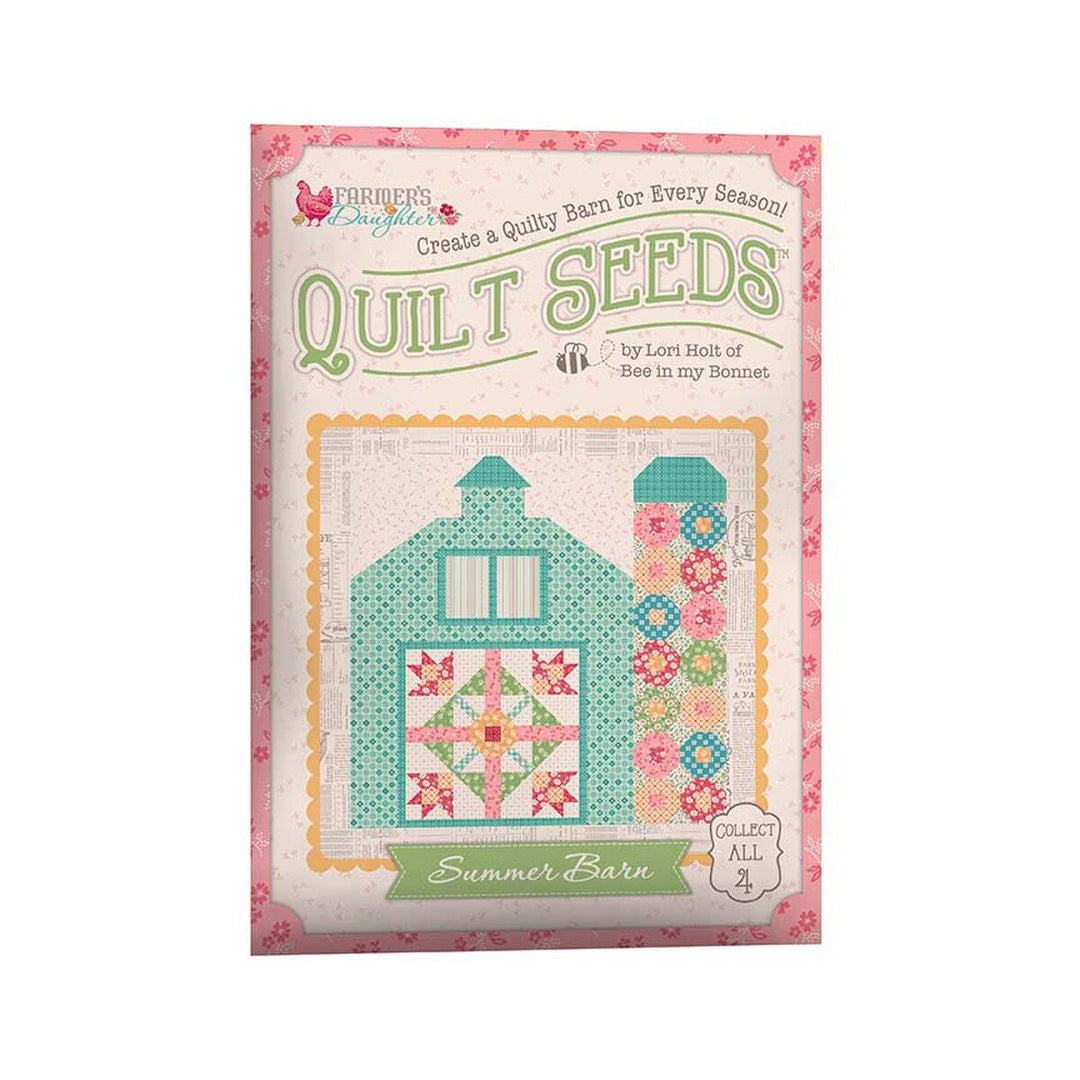 Lori Holt Farmer's Daughter Quilt Seeds™ Summer Barn -tilkkutyöohje 71 cm lato-tilkkublokin ompeluun keräiltävässä siemenpussissa.