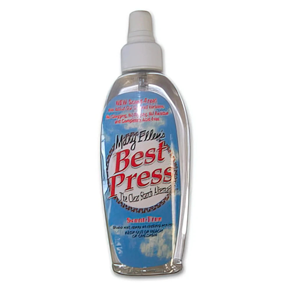 BestPress Hajusteeton tärkkisuihke 177ml, kirkas ei-aerosolipullo, joka palauttaa kankaiden napakkuuden, tasoittaa rypyt ja suojaa kankaita ompelun ja silityksen aikana.