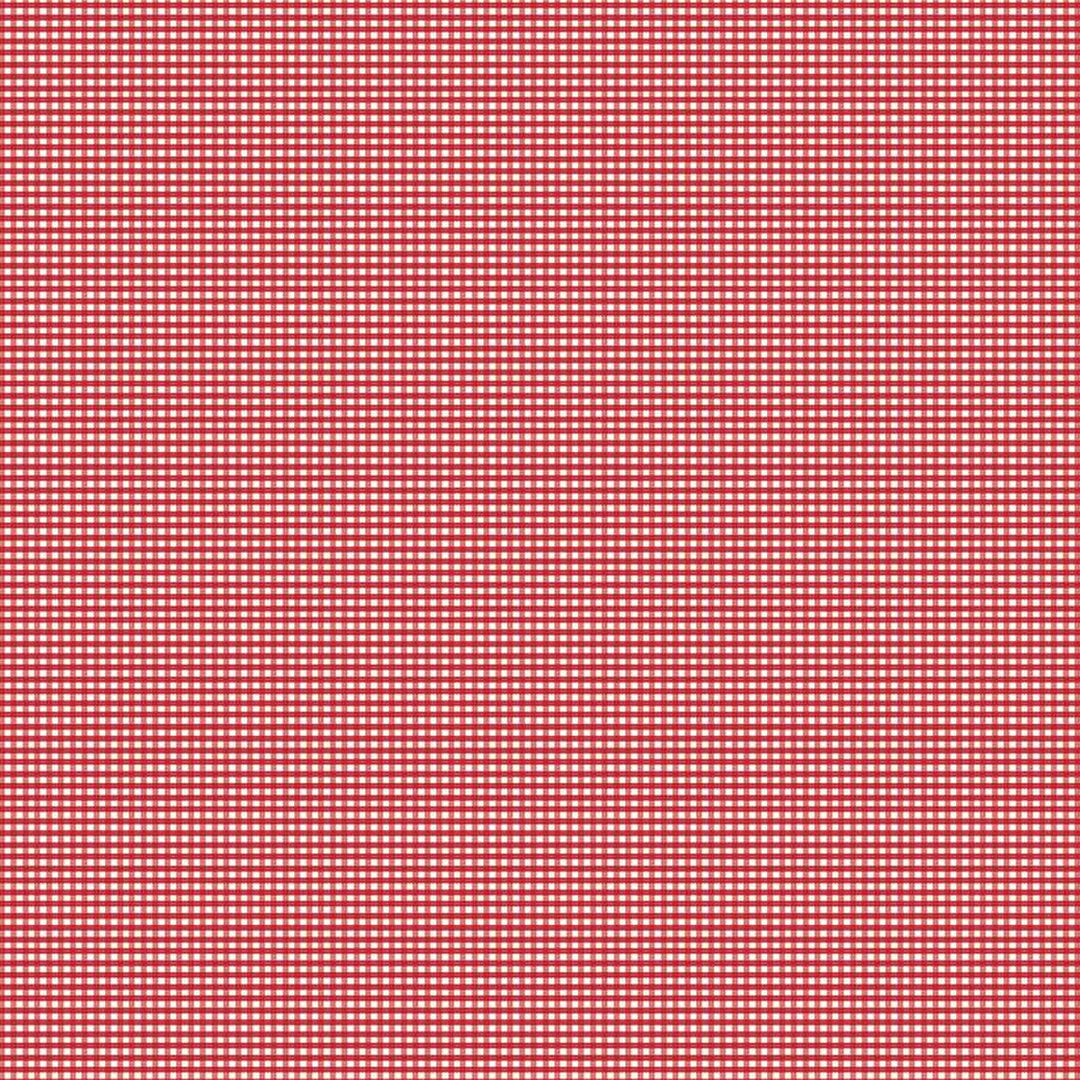 Micro Gingham Jazzberry ruudullunen puuvillakangas, punainen-valkoinen ruutukuvio, täydellinen tilkkutöihin ja käsitöihin.