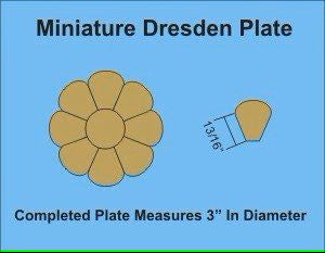 Miniature Dresden Plate - paperiosat tilkkutöihin, halkaisija 7,6 cm