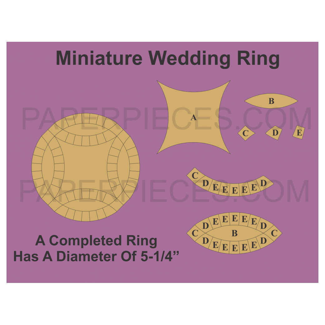 Miniature Wedding Ring - paperiosat tilkkutöihin ja Englantilainen paperiompelu -tekniikkaan