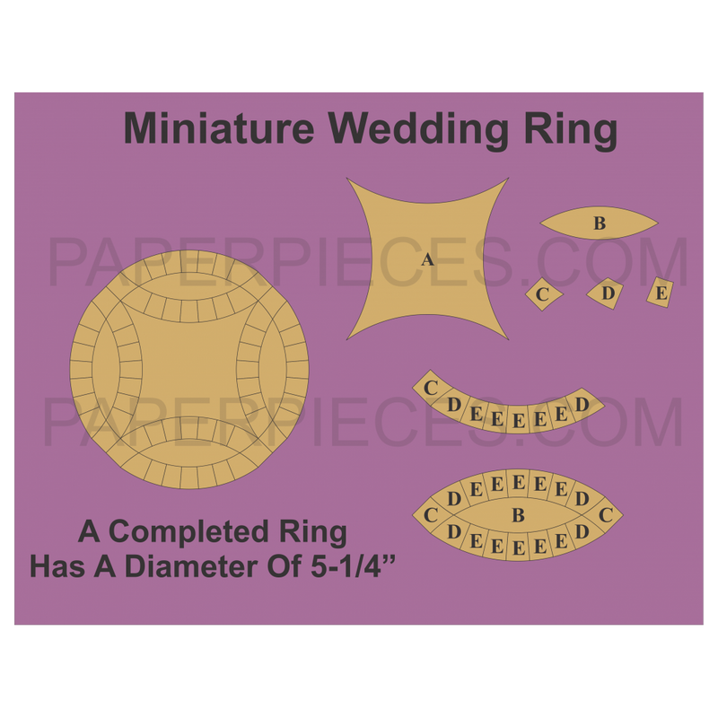 Miniature Wedding Ring - paperiosat tilkkutöihin ja Englantilainen paperiompelu -tekniikkaan