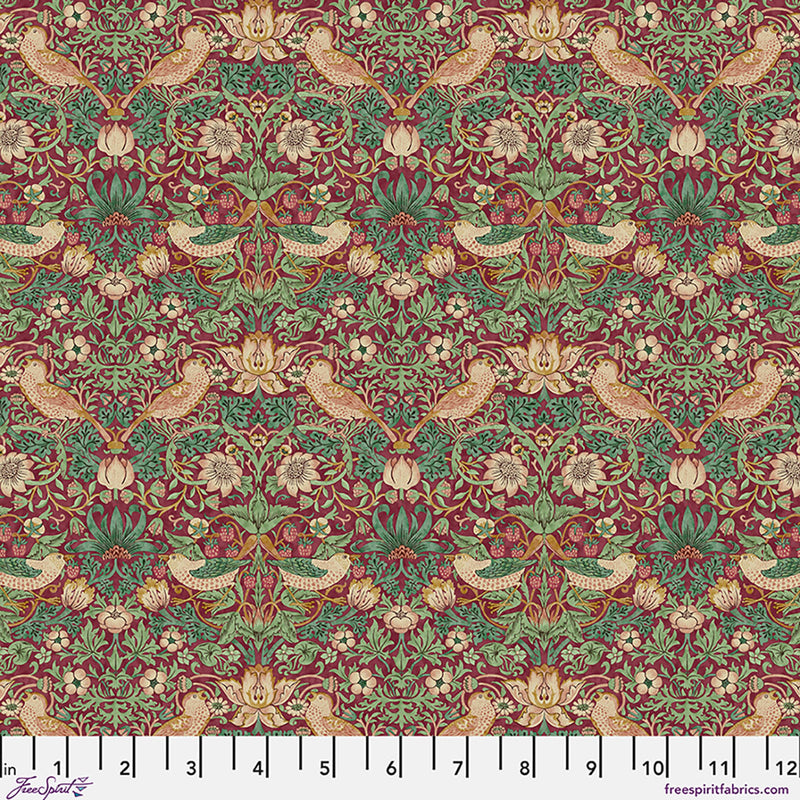 Original Morris&Co.n Lodden kokoelman Mini Straberry Thief punaisella pohjalla.