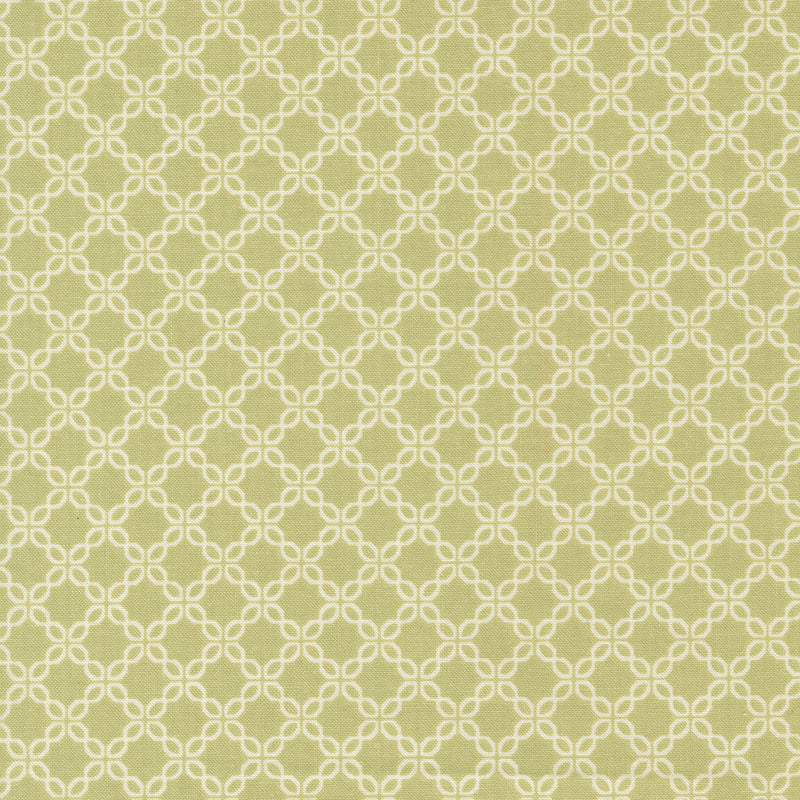 Vaaleanvihreä My Sew Quilty Life Sunbonnet Lattice Pear puuvillakangas, vaalea ruudukkokuvio