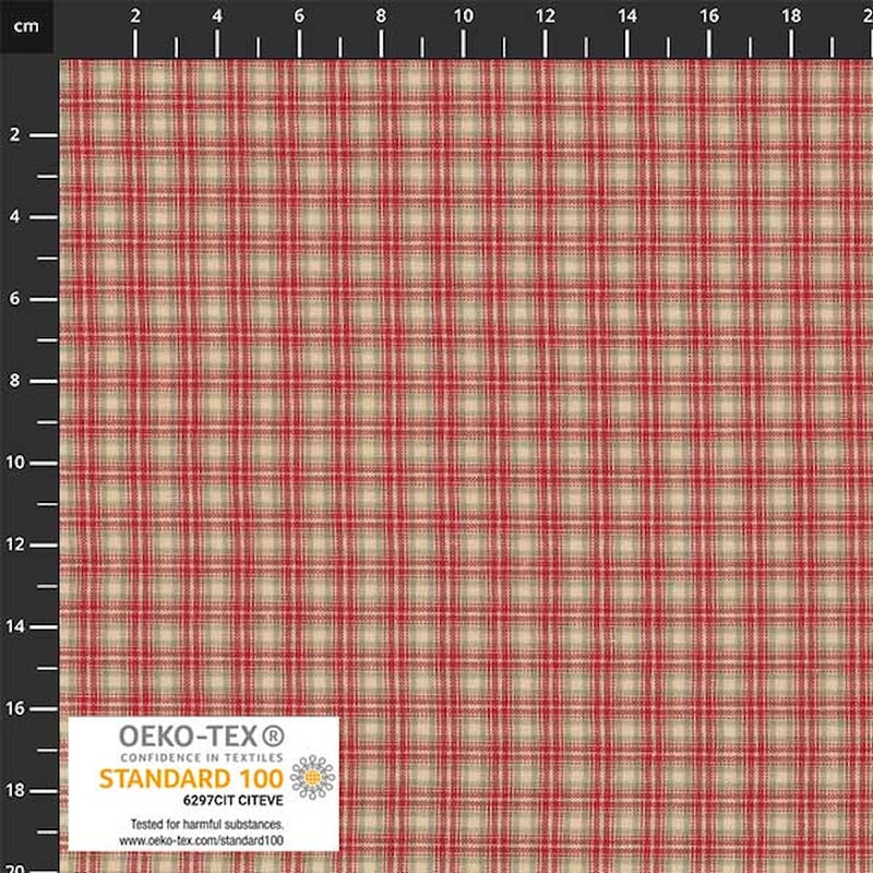Beigepunainen ruutukangas Stof Fabrics Nordsø -kokoelmasta, kudottu homespun puuvillakangas, leveys 162 cm, OEKO-TEX-sertifioitu