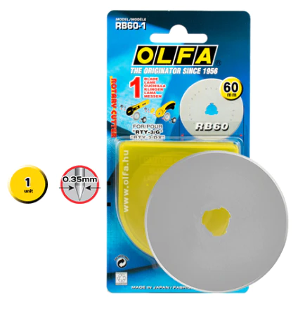 OLFA RB60-1 varaterä 60 mm – pyöröterä tekstiilien, paperin ja muiden materiaalien leikkaamiseen