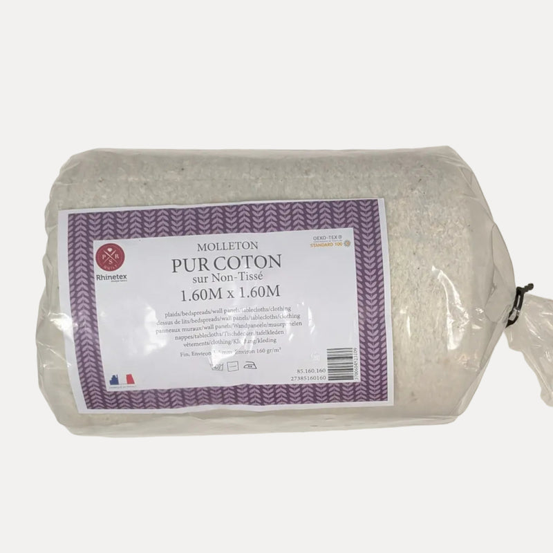 Pur Coton -puuvillavanute kuitukankaalla, 1,60 x 1,60 m, n. 160 g/m² – tilkkutöihin, peitteisiin ja seinäpaneeleihin