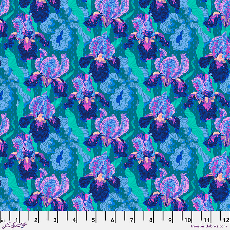 Stacy Peterson, Mytical - Small Mythical Iris Deep Blue PWST018.XDEEPBLUE puuvillakangas