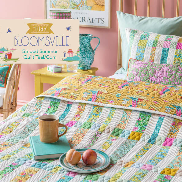 Tilda Bloomsville - Striped Summer Quilt Pattern tilkkutyöohje ILMAINEN