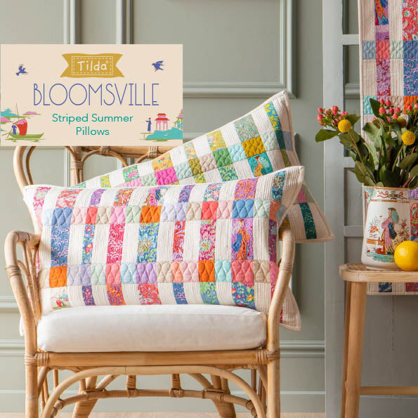 Tilda Bloomsville - Striped Summer Pillow Pattern tyyny tilkkutyöohje ILMAINEN