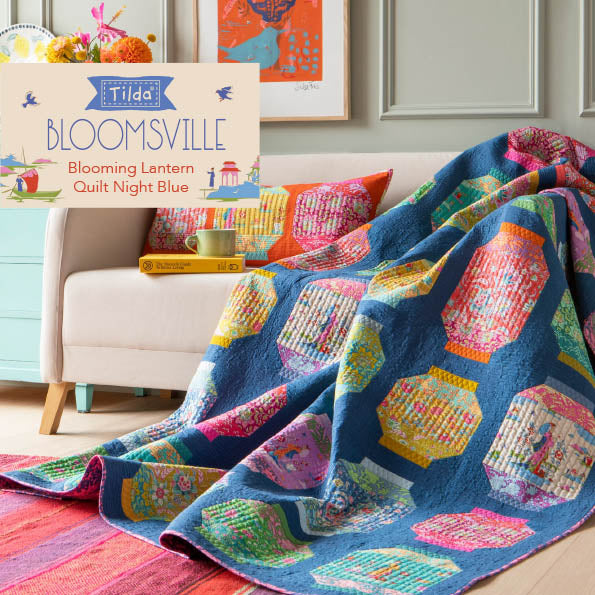 Tilda Bloomsville - Blooming Lantern Blue Quilt Pattern - tilkkutyöohje ILMAINEN