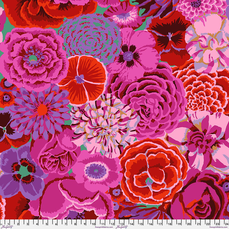 Kaffe Fassett Collective Bekah Magenta 108" puuvillasatiini-takakangas
– magenta kukkakangas 274 cm leveä